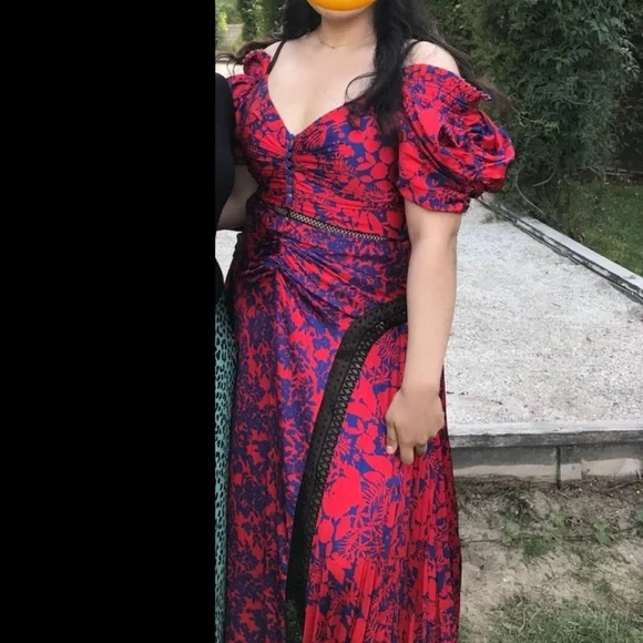 Self-Portrait Red Off-Shoulder Midi Dress - Picture 2 of 2